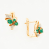 Серьги из комбинированного золота 585 пробы c 4 изумрудами и 4 бриллиантами