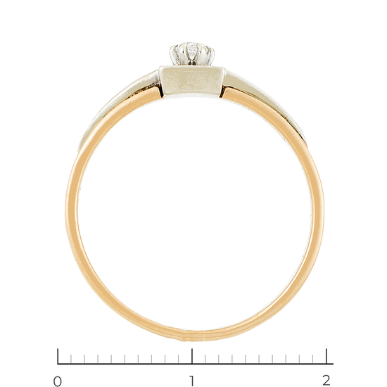Кольцо из комбинированного золота 585 пробы c 1 бриллиантом, Л29123546 за 14340