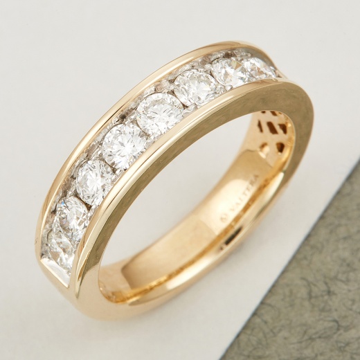Кольцо из желтого золота 585 пробы c 9 бриллиантами 105702 фото 1