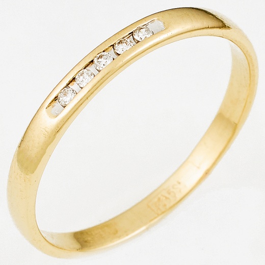 Кольцо из желтого золота 585 пробы c 5 бриллиантами Л39097983 фото 1