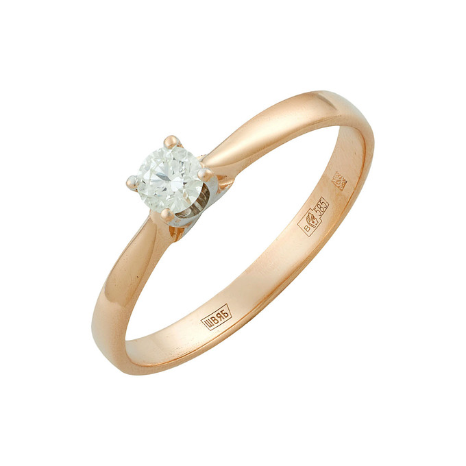 Кольцо из золота 585 пробы c бриллиантом, Л 3911 5593 за 34650