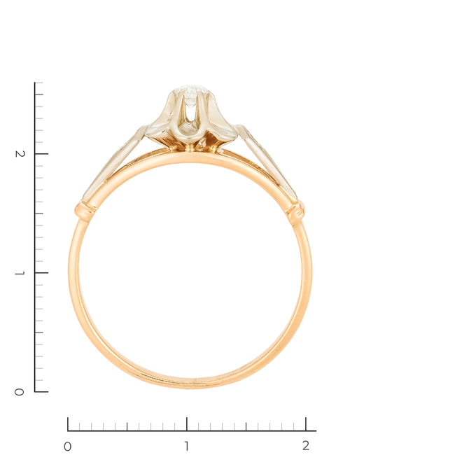 Кольцо из комбинированного золота 585 пробы c 1 бриллиантом, Л 1208 0241 за 42800