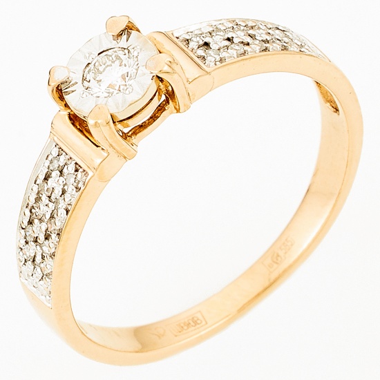 Кольцо из комбинированного золота 585 пробы c 21 бриллиантами, Л70006700 за 8400