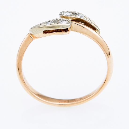 Кольцо из комбинированного золота 585 пробы c 4 бриллиантами, ЦО0046666 за 9415