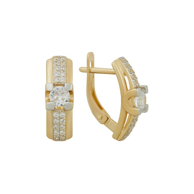 Серьги из золота 585 пробы c фианитами