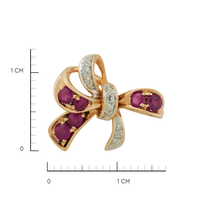 Подвеска из золота 585 пробы c рубинами и бриллиантами, Л 4710 7097 за 13520