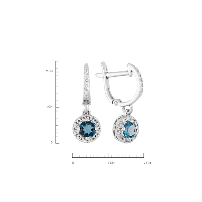 Серьги из золота 585 пробы c 2 топазами Лондон и 34 фианитами, Л 1115 2162 за 26960