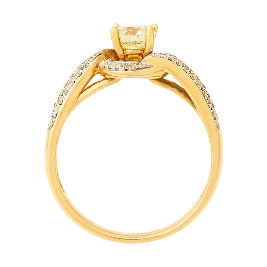 Кольцо из комбинированного золота 585 пробы c 63 бриллиантами, Л28092013 за 134000