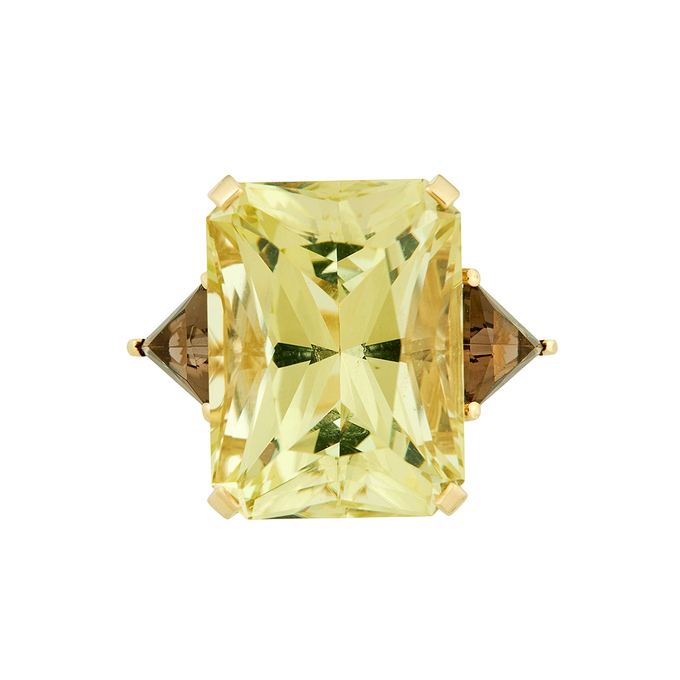 Кольцо из золота 585 пробы c цитрином и раухтопазами, Л 2812 2830 за 110000