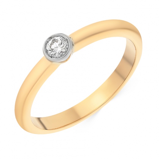 Кольцо из комбинированного золота 750 пробы c 1 бриллиантом Л46033038 фото 1
