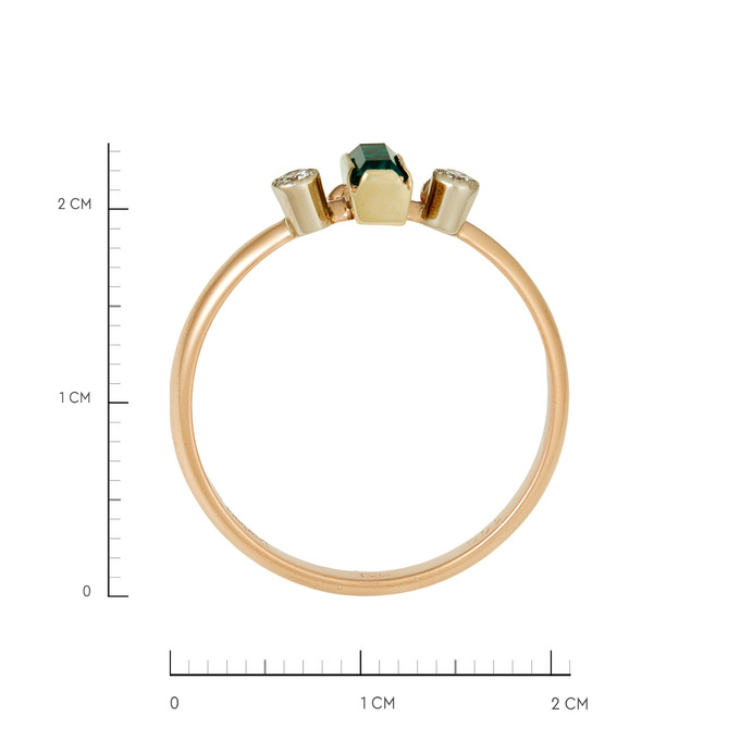 Кольцо из золота 585 пробы c бриллиантами и синтетическим изумрудом, Л 5805 2424 за 31600