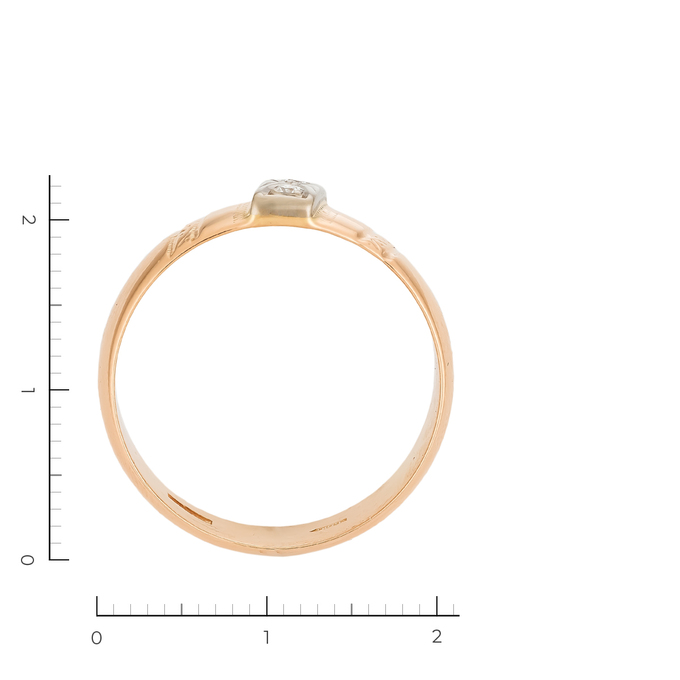 Кольцо из комбинированного золота 583 пробы c 2 бриллиантами, Л 4106 7505 за 48720