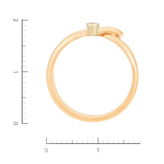 Кольцо из комбинированного золота 585 пробы c 1 бриллиантом, Л35061651 за 17450