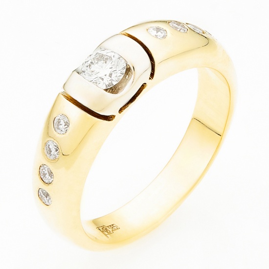 Кольцо из комбинированного золота 585 пробы c 9 бриллиантами, Л36057914 за 82900