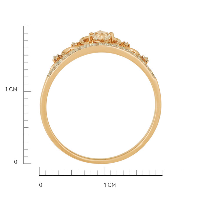 Кольцо из золота 585 пробы c топазом и бриллиантами