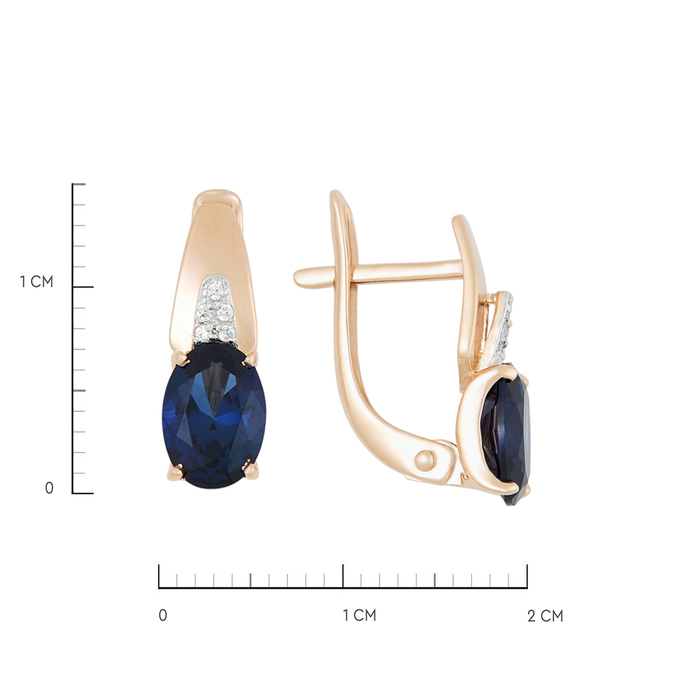 Серьги из золота 585 пробы c синт. сапфирами и фианитами, Л 3705 9344 за 16160