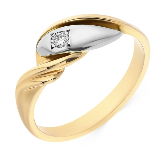 Кольцо из комбинированного золота 750 пробы c 1 бриллиантом, Л33062197 за 23000