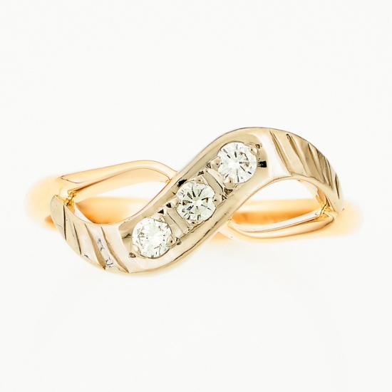 Кольцо из комбинированного золота 585 пробы c 3 бриллиантами, Л33084920 за 13650