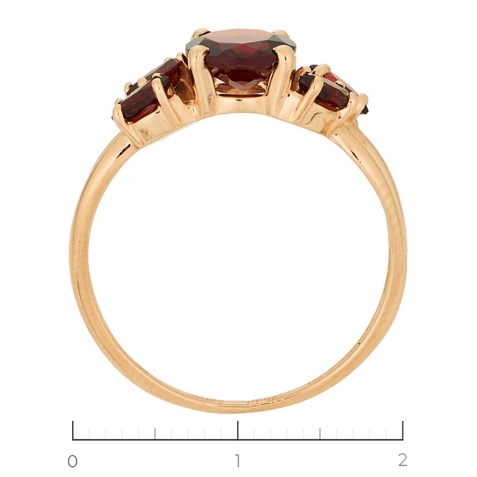 Кольцо из красного золота 585 пробы c 5 гранатами