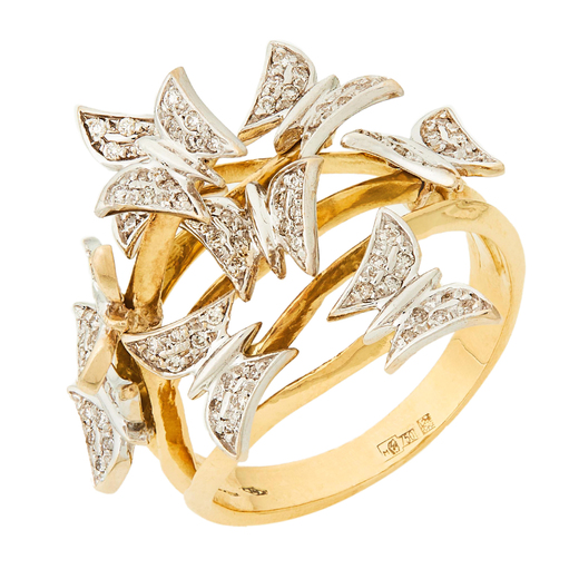 Кольцо из комбинированного золота 750 пробы c 90 бриллиантами Л09103764 фото 1