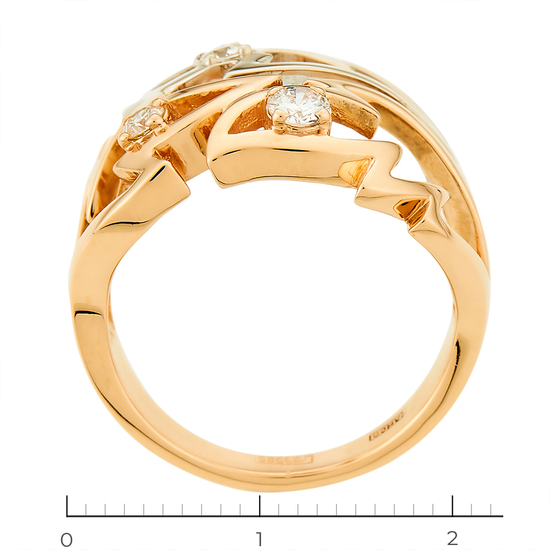 Кольцо из комбинированного золота 585 пробы c 3 бриллиантами, Л28088117 за 53700