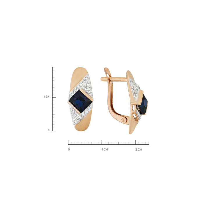 Серьги из золота 585 пробы c синт. сапфирами и фианитами, Л 7000 9354 за 23600