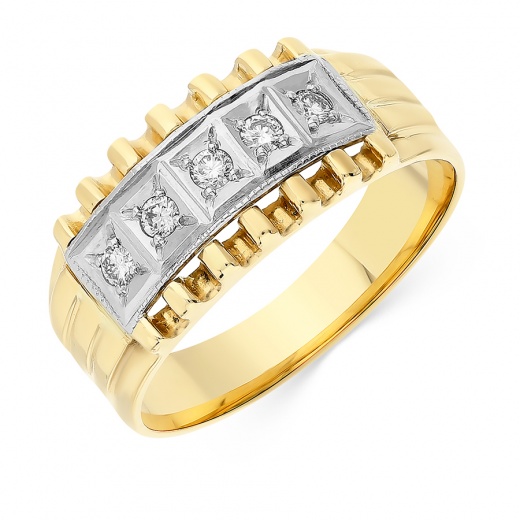 Кольцо из комбинированного золота 750 пробы c 5 бриллиантами 081965 фото 1