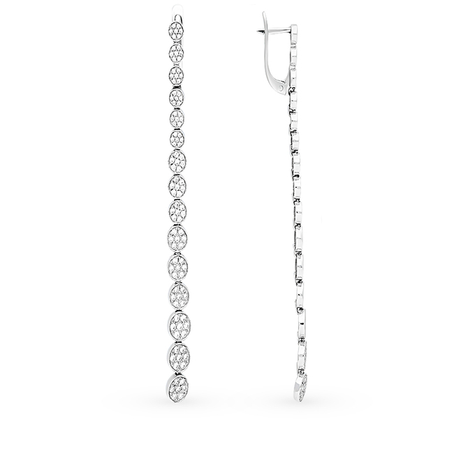 Серьги из белого золота 585 пробы c фианитами