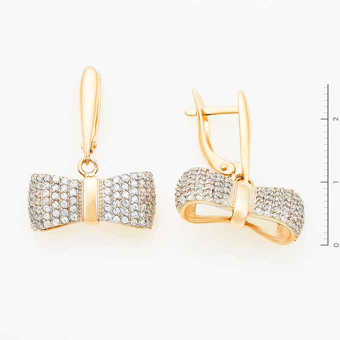 Серьги из красного золота 585 пробы c фианитами