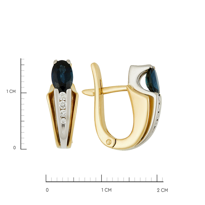 Серьги из золота 750 пробы c сапфирами и бриллиантами, Ц О007 1710 за 109120