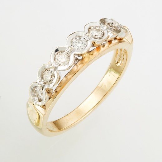 Кольцо из комбинированного золота 500 пробы c 7 бриллиантами 118385 фото 1