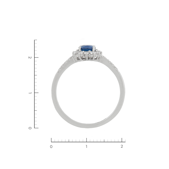 Кольцо из белого золота 750 пробы c 24 бриллиантами и 1 сапфиром