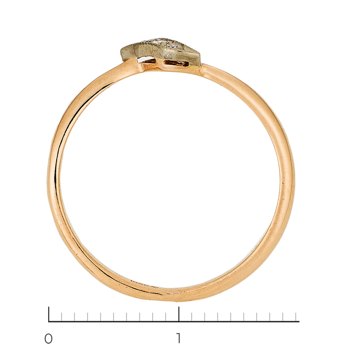 Кольцо из комбинированного золота 585 пробы c 3 бриллиантами, Л 5804 3903 за 13930