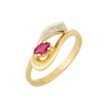 Кольцо из золота 585 пробы c рубином и бриллиантами
