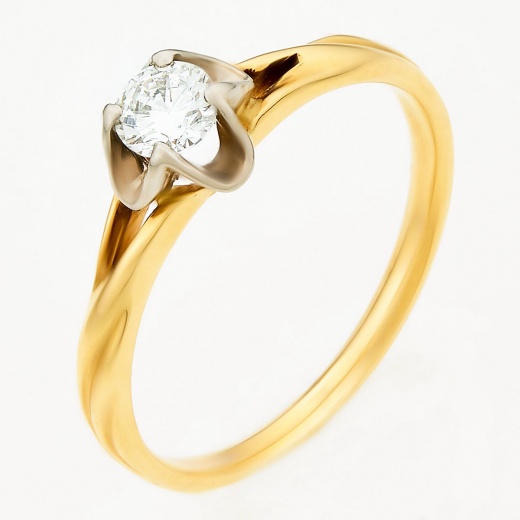 Кольцо из комбинированного золота 750 пробы c 1 бриллиантом Л35050424 фото 1