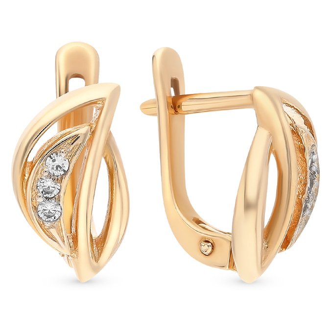 Серьги из золота 585 пробы c фианитами
