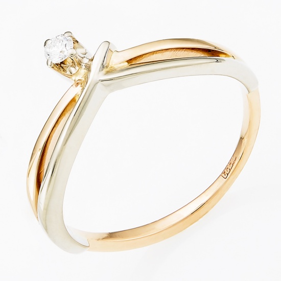 Кольцо из комбинированного золота 585 пробы c 1 бриллиантом, Л43048035 за 11515