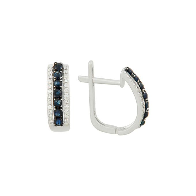 Серьги из золота 585 пробы c сапфирами и бриллиантами, Л 7502 8584 за 34000