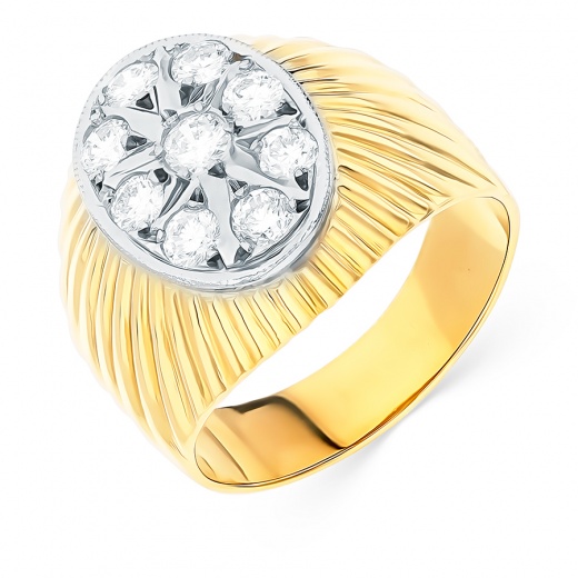Кольцо из комбинированного золота 750 пробы c 9 бриллиантами 092475 фото 1