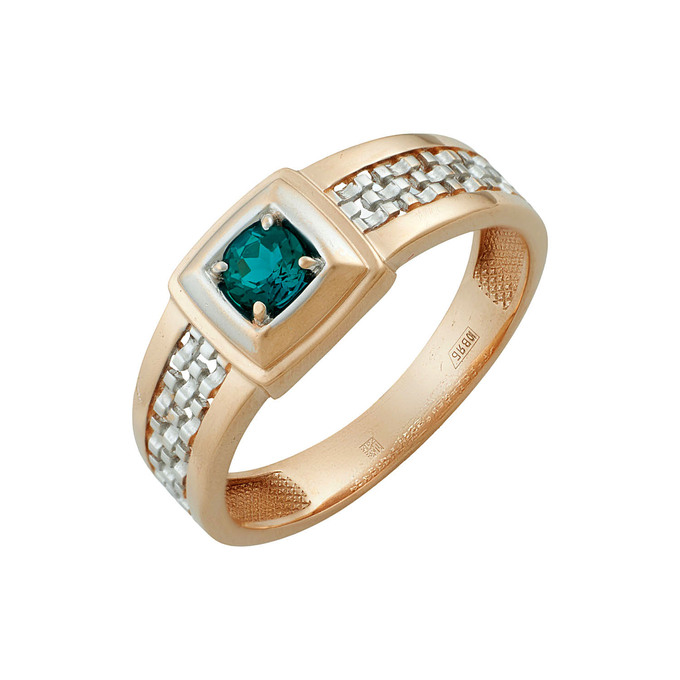 Кольцо из золота 585 пробы c синтетическим изумрудом, Л 1116 7568 за 52960