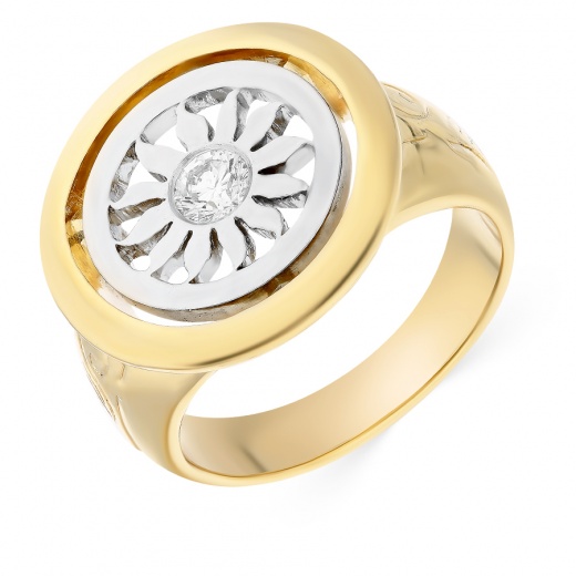 Кольцо из комбинированного золота 750 пробы c 1 бриллиантом 047483 фото 1