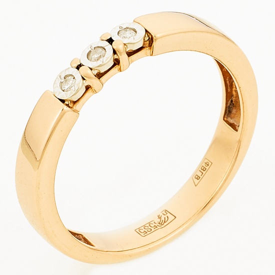 Кольцо из комбинированного золота 585 пробы c 3 бриллиантами, Л28081801 за 9450