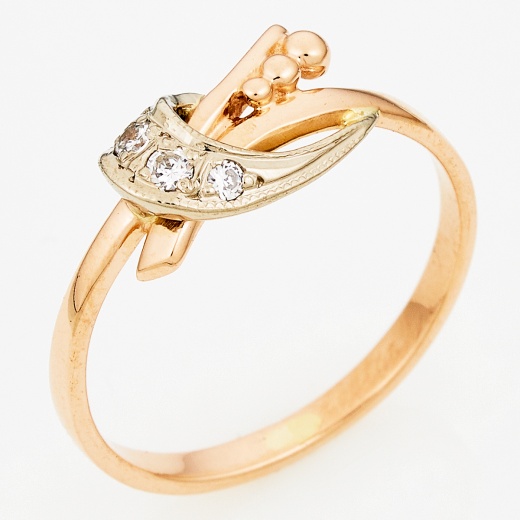 Кольцо из комбинированного золота 585 пробы c фианитами Л29116447 фото 1
