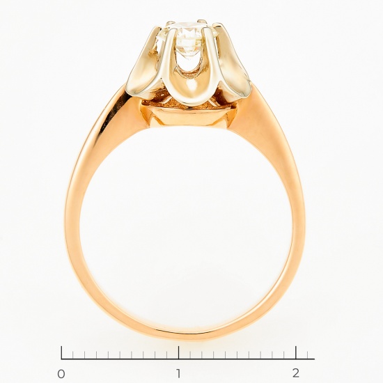 Кольцо из комбинированного золота 583 пробы c 1 бриллиантом, Л16129423 за 79000