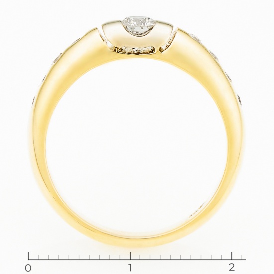 Кольцо из комбинированного золота 585 пробы c 9 бриллиантами, Л36057914 за 82900