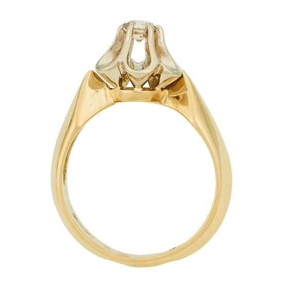 Кольцо из комбинированного золота 585 пробы c 1 бриллиантом, Л20103285 за 29940