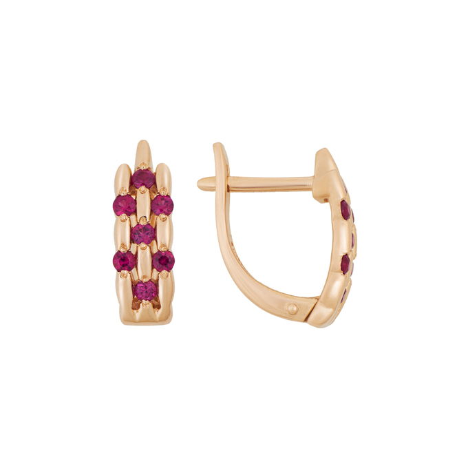 Серьги из золота 585 пробы c корундами, Л 1615 4867 за 27520