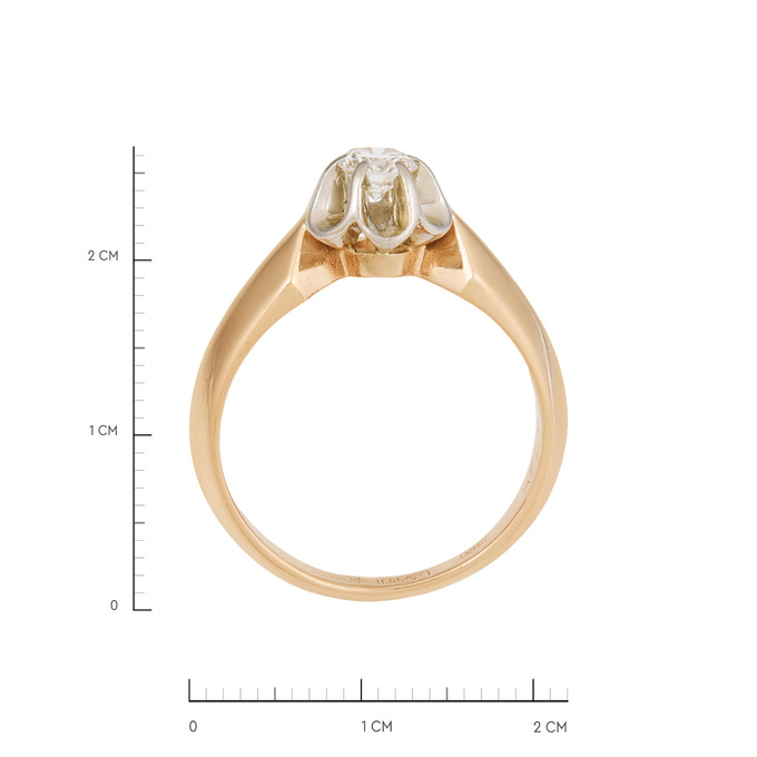 Кольцо из золота 583 пробы c бриллиантом, Л 1912 0157 за 92700