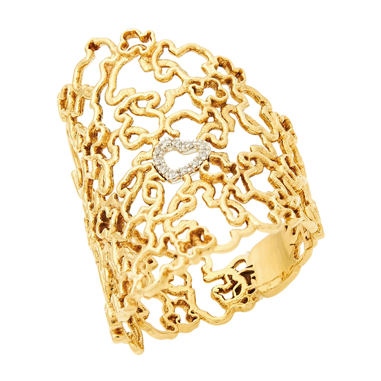 Кольцо из комбинированного золота 750 пробы c 11 бриллиантами