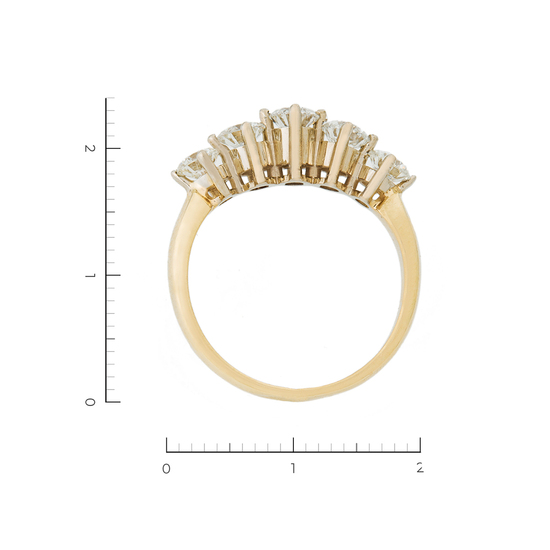 Кольцо из комбинированного золота 585 пробы c 5 бриллиантами, Л11111469 за 212000